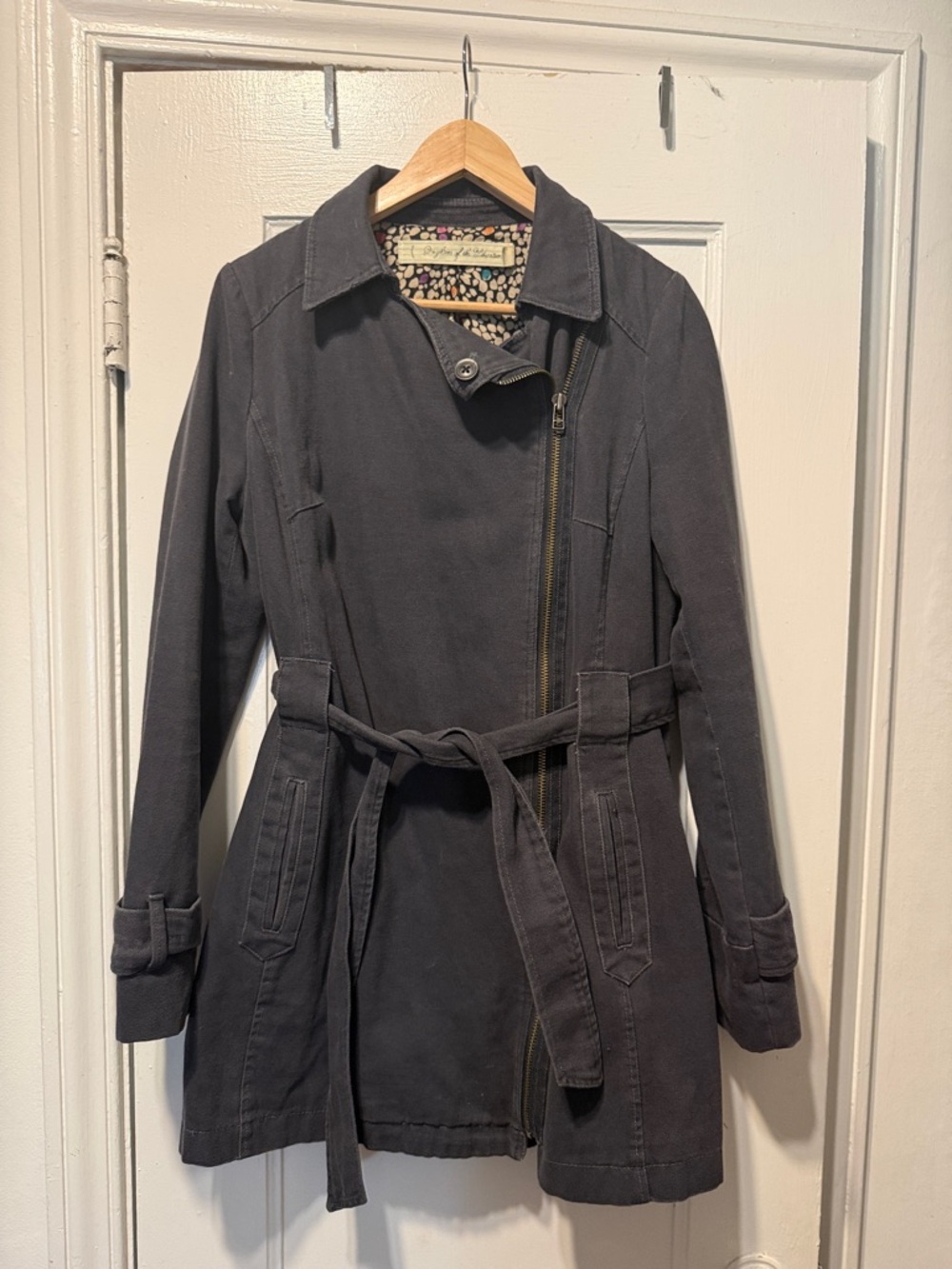 Anthropologie Charcoal Belted Trench Coat